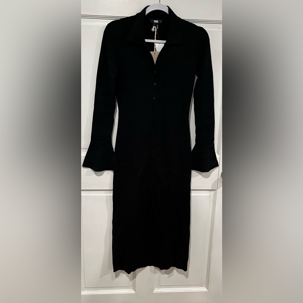 PAIGE Sundara Slim Midi Dress | black | size S - Picture 3 of 9
